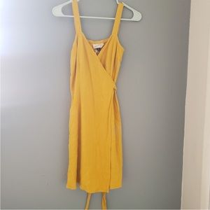 Universal thread yellow mini wrap dress